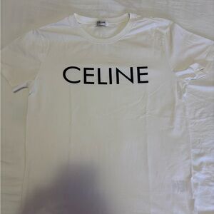 Celine Black Logo White Tee